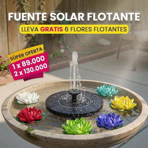 FUENTE DE AGUA SOLAR + 6 FLORES GRATIS