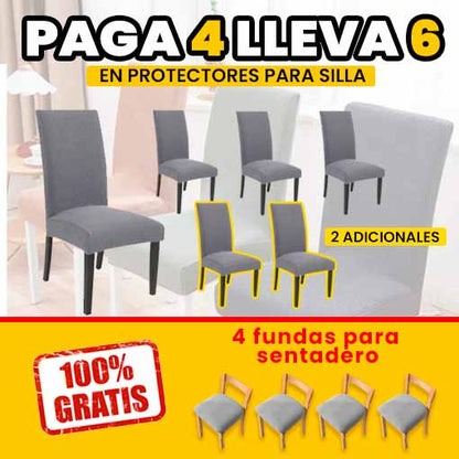 6 PROTECTORES DE SILLA + 4 FUNDAS PARA SENTADERO GRATIS 🎁🤩