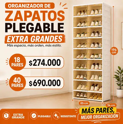 ORGANIZADOR DE ZAPATOS PLEGABLE | EXTRA GRANDES 18 y 40 Pares ✨👡👞👟